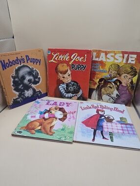 5 Vintage Whitman Tell-a-Tale Books Lassie Lady Little Red Riding Hood